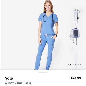 Figs ceil blue yola scrub pants small